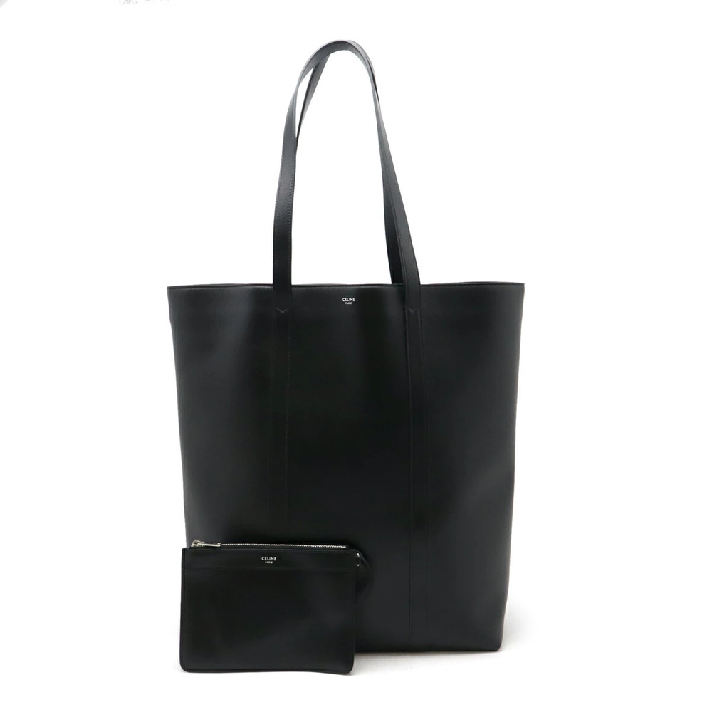 Celine Museum Tote Bag Vertical Leather Black Pouch